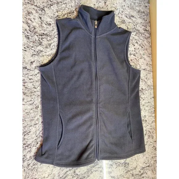 Fresh Womens Gray Fleece Vest Small  Full-Zip Pockets Athletic - Picture 5 of 10